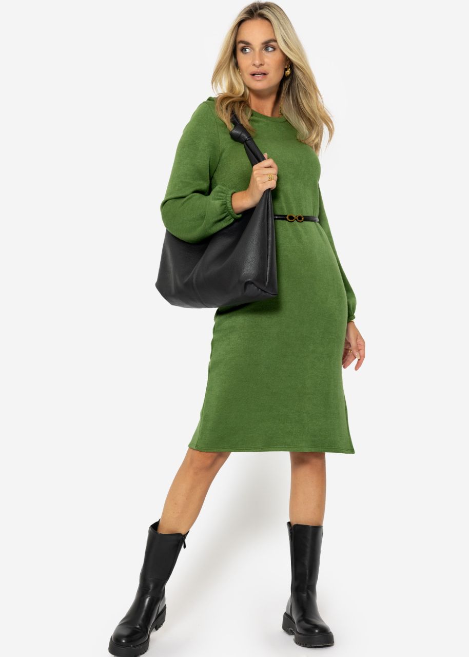 Super soft jersey dress in midi length - green