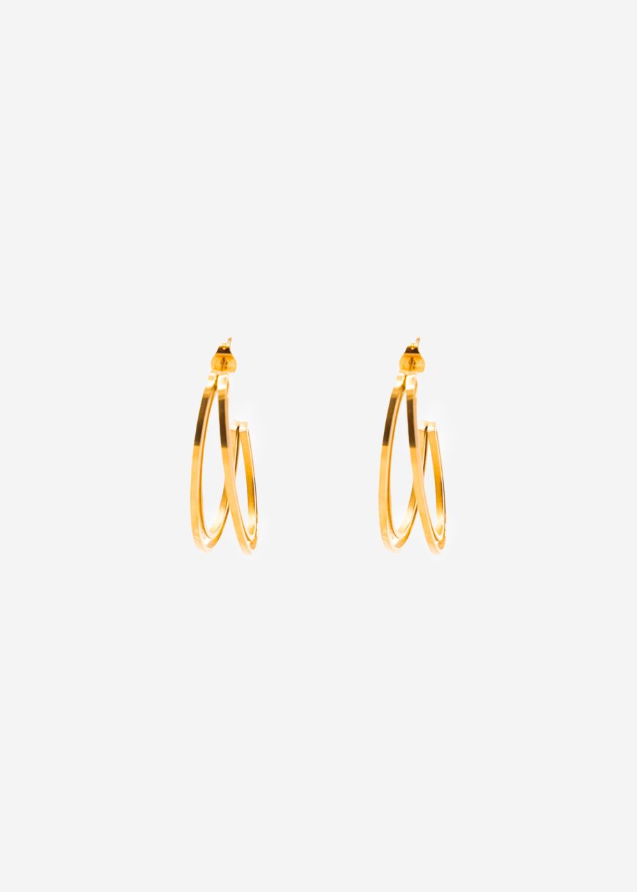 Fine double hoop earrings - gold