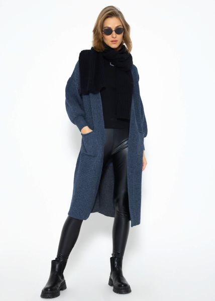 Long super soft cardigan with pockets - jean blue