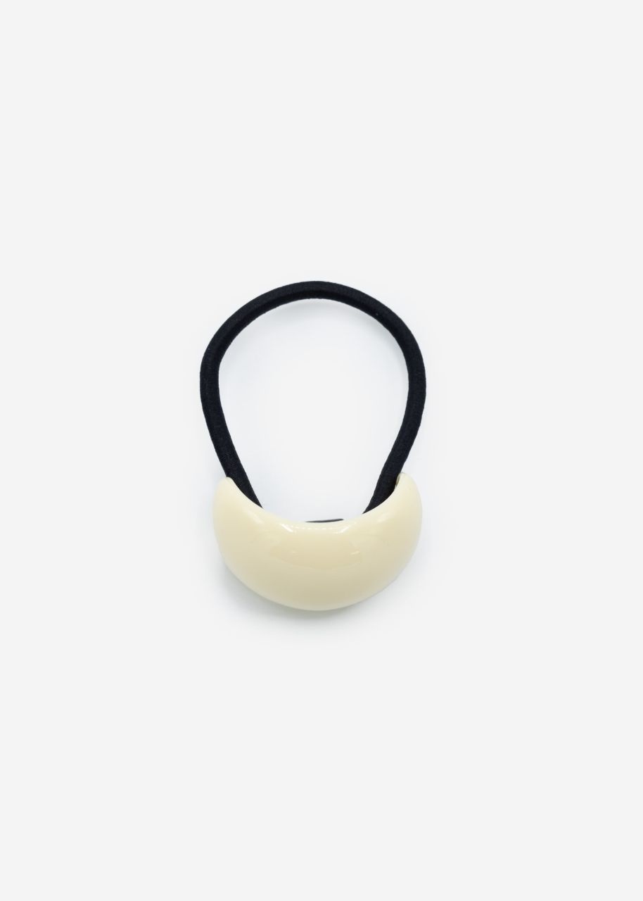 Curved hair tie - white