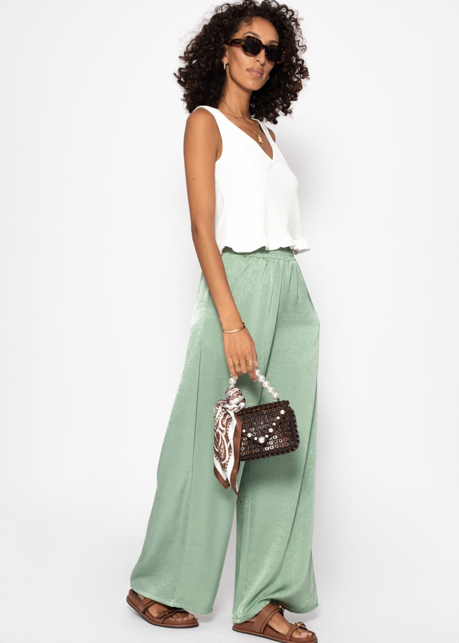 Satin wide-leg trousers - pistachio green