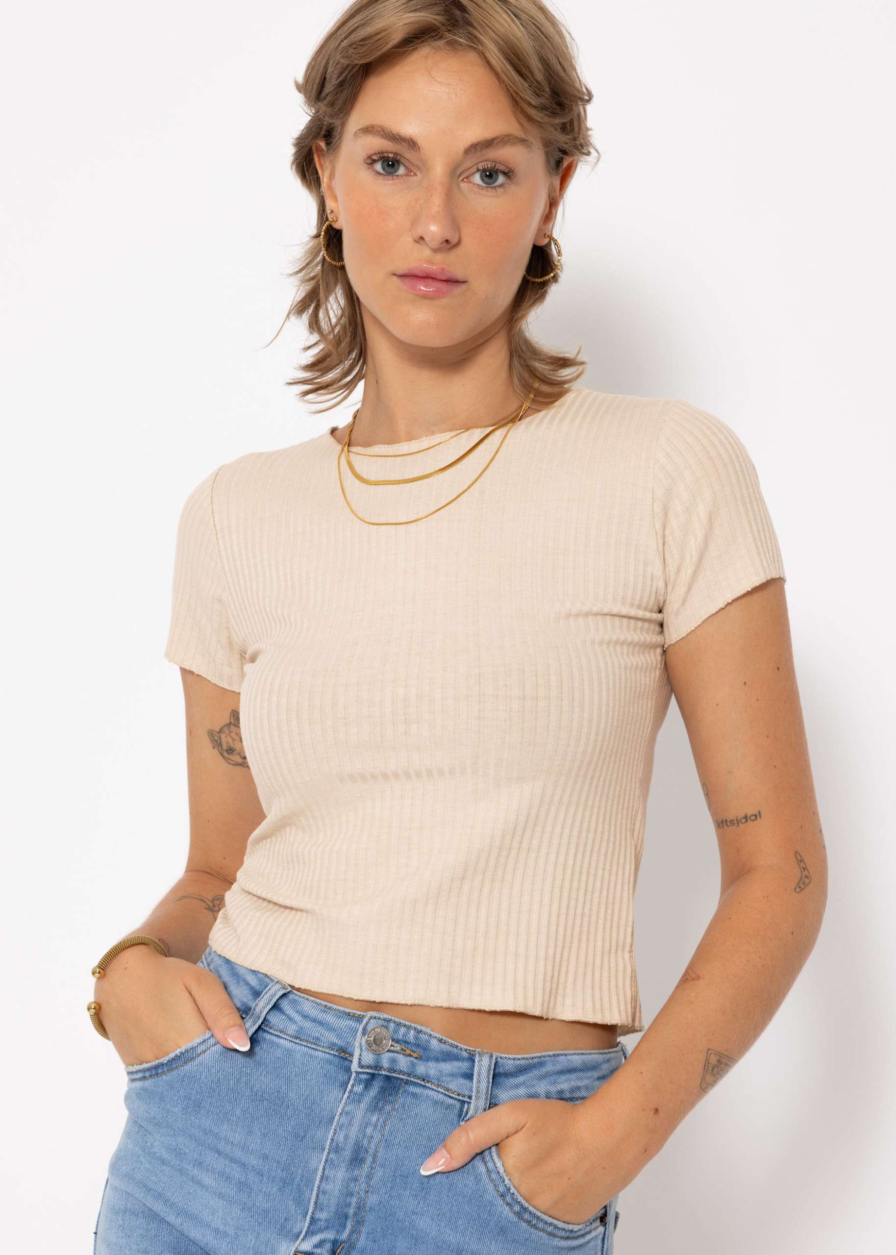 Crop shirt, beige