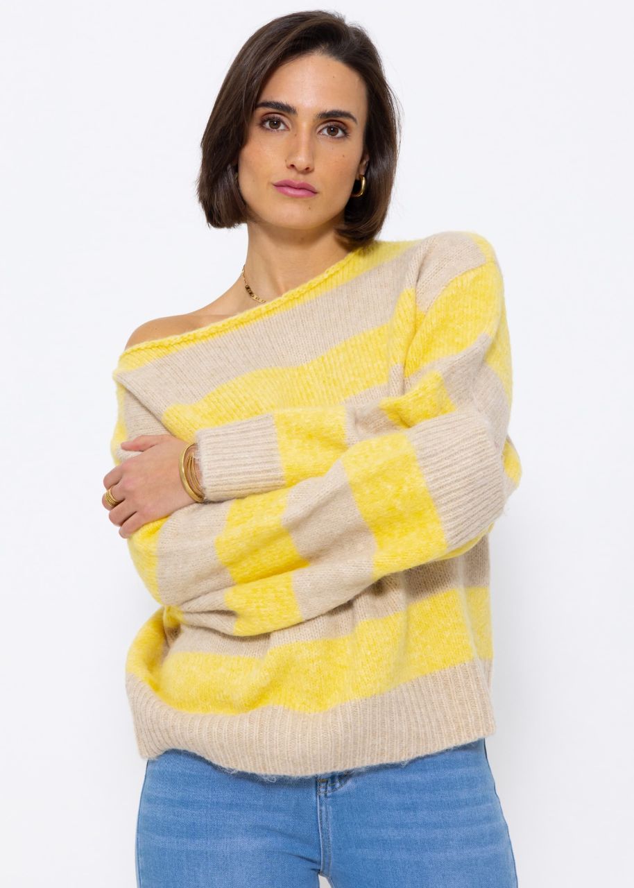 Jumper with block stripes - yellow-beige