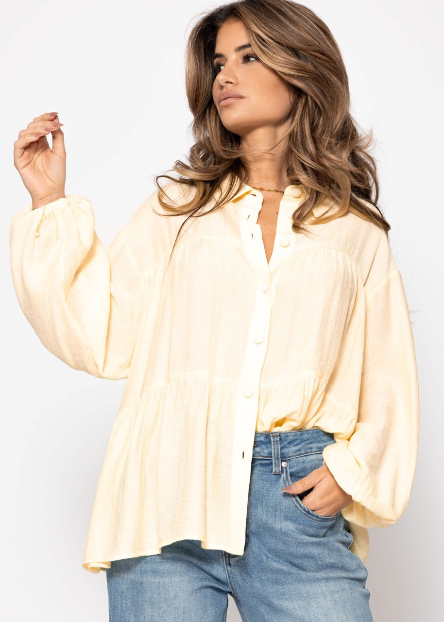 Lightweight blouse with flounces - butter yellow