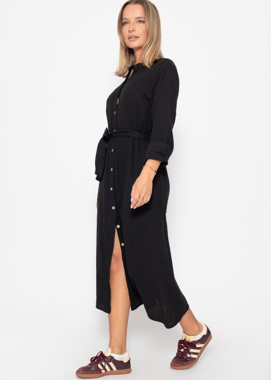 Maxi muslin blouse dress - black