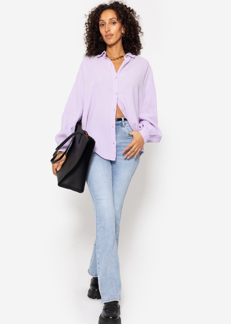 Muslin blouse oversize, short, lilac