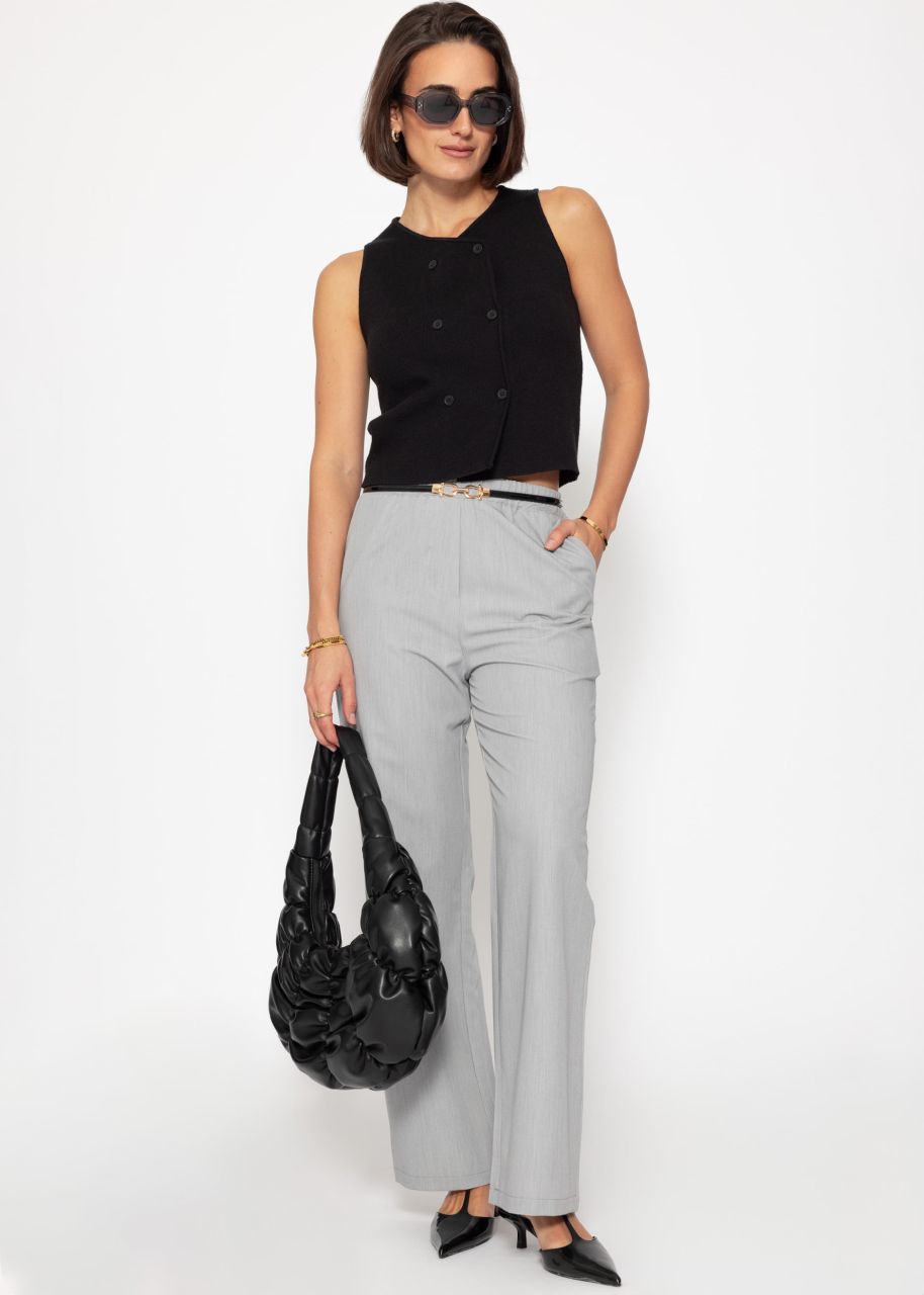 Fabric trousers with elasticated waistband - light grey