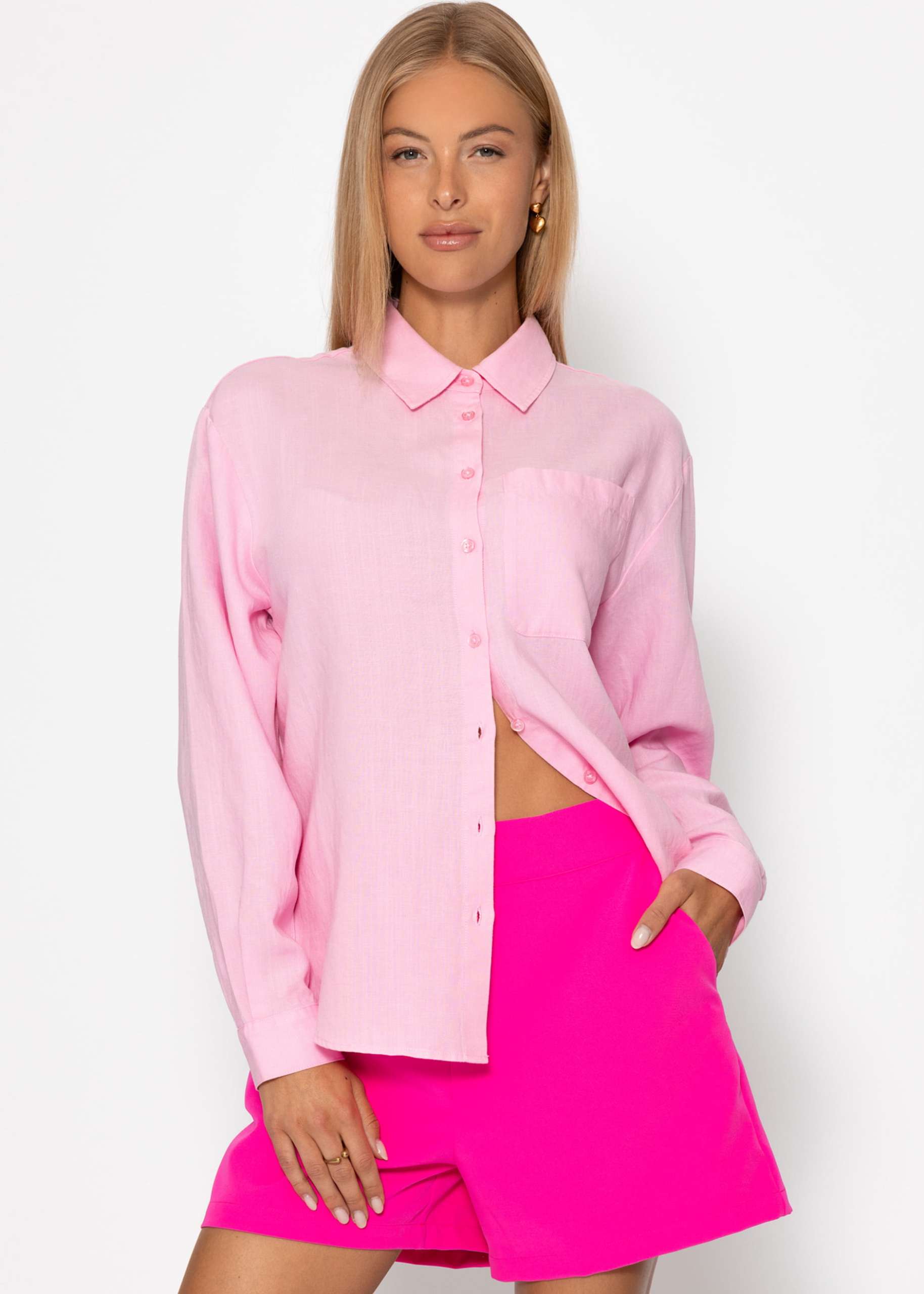 Linen shirt blouse - pink