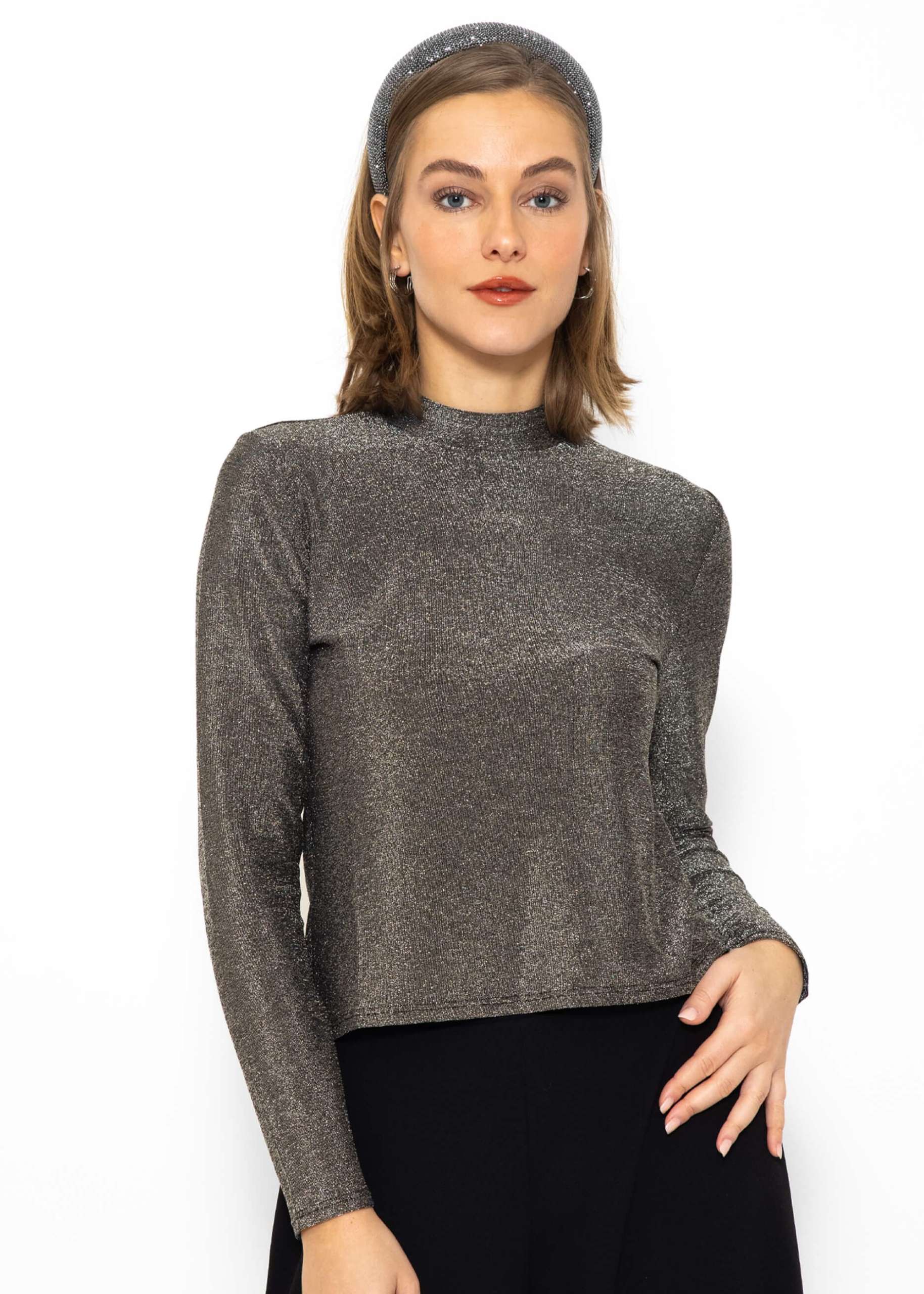 Glitter long sleeve shirt - silver