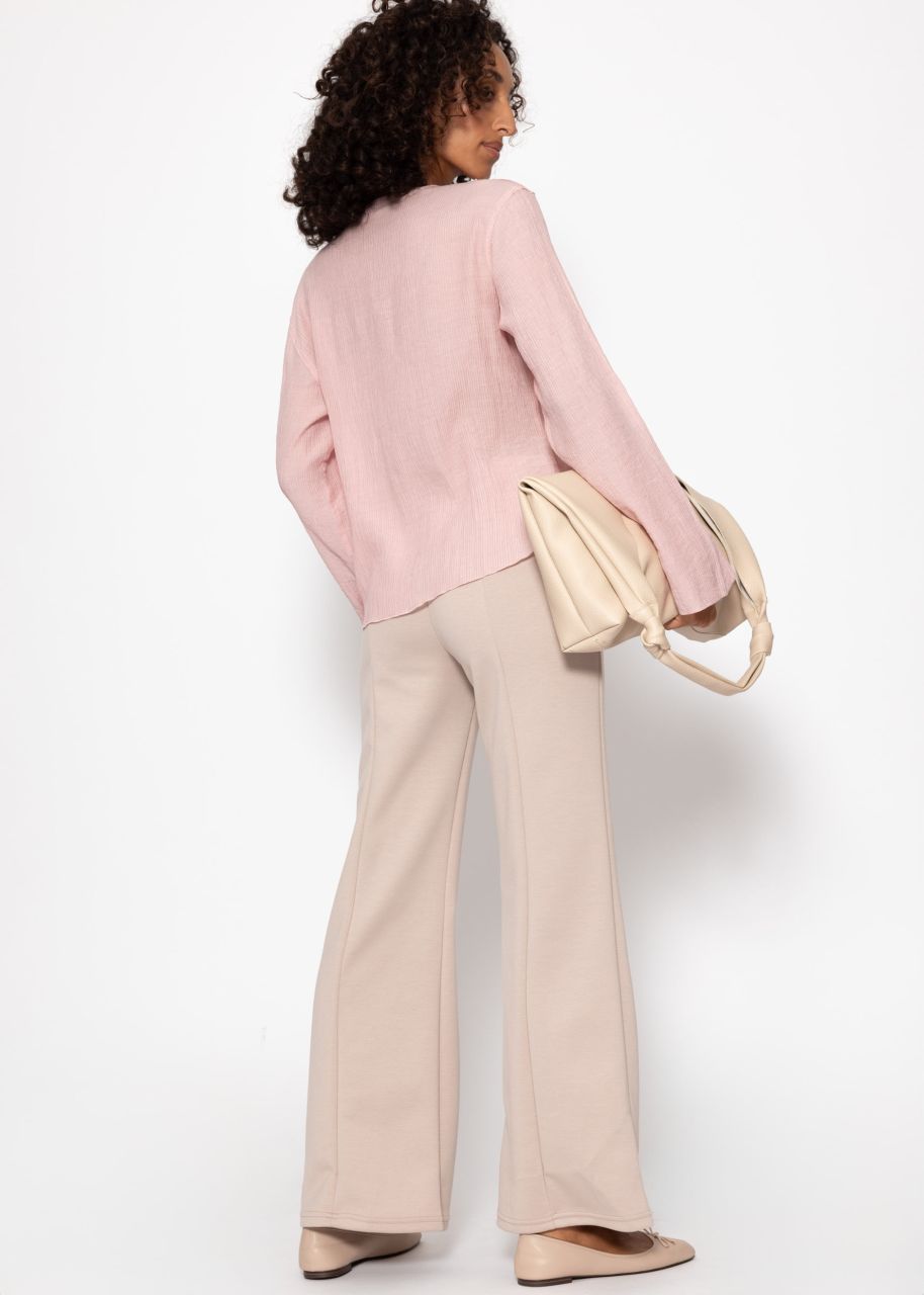 Highwaist trousers with straight leg and decorative stitching - beige