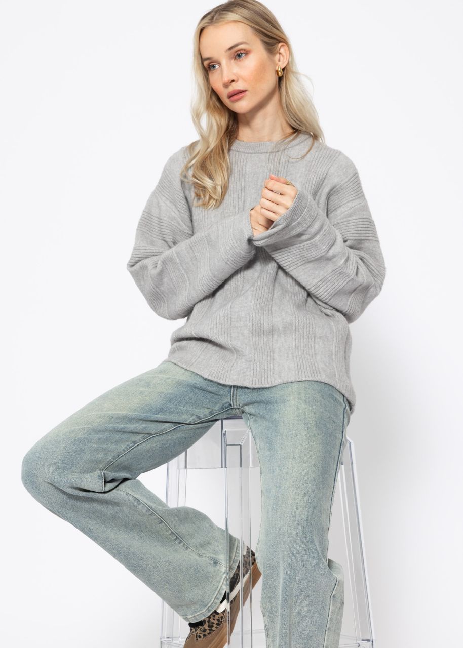 Jumper with ribbed stripe pattern - grey