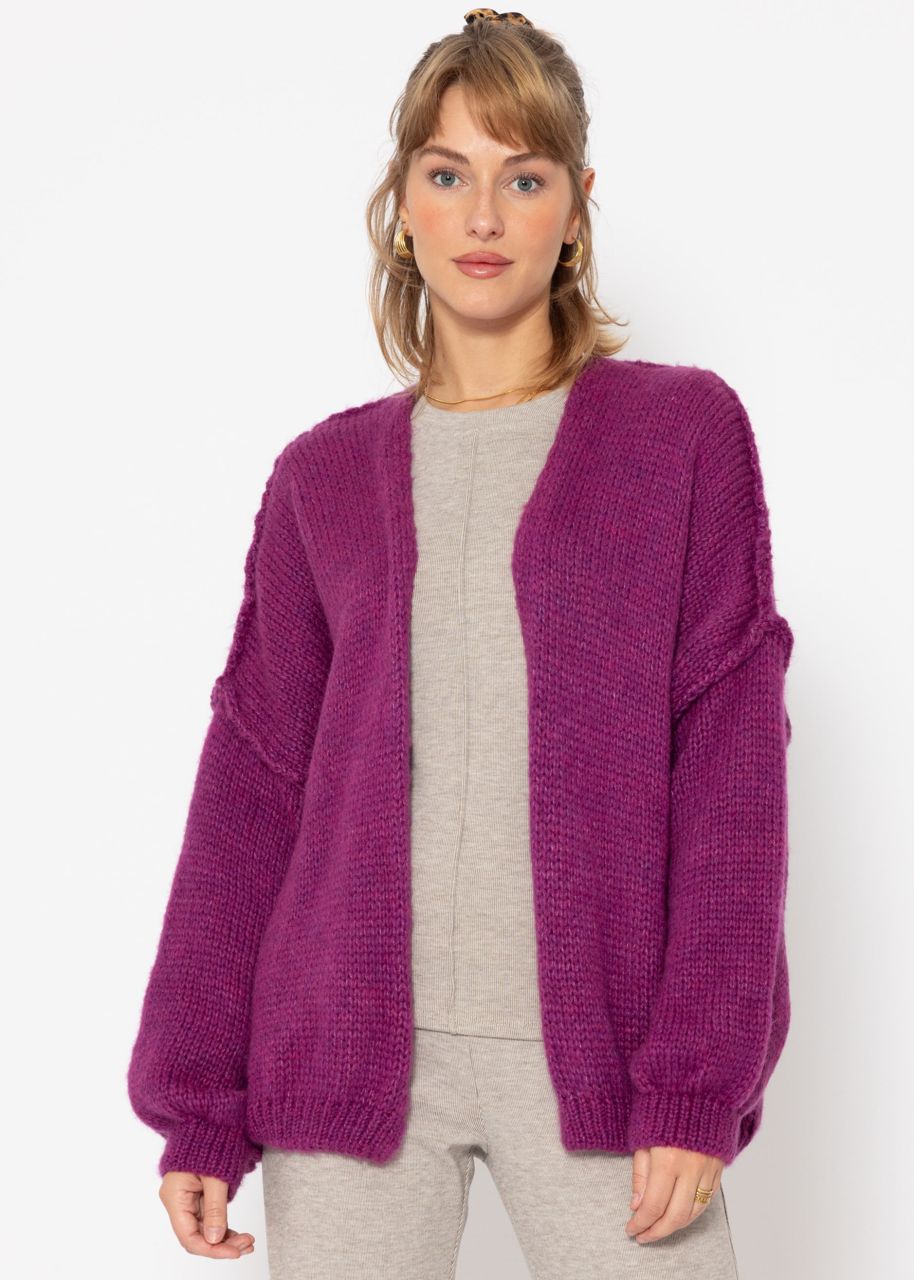 Casual cardigan with outer seams - purple