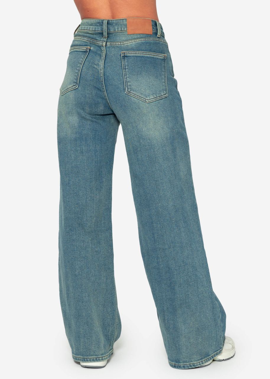 Thermal jeans with wide leg - blue