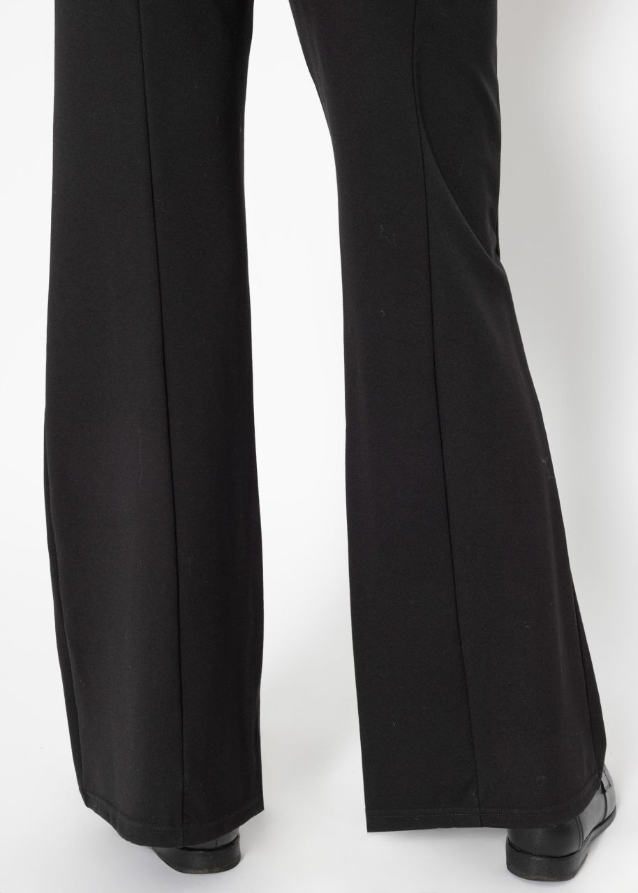 Highwaist pants with straight leg and decorative stitching - black