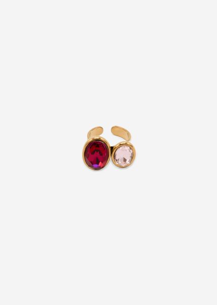 Ring with 2 gemstones - gold