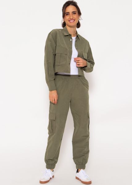 Pants with patch pockets - khaki