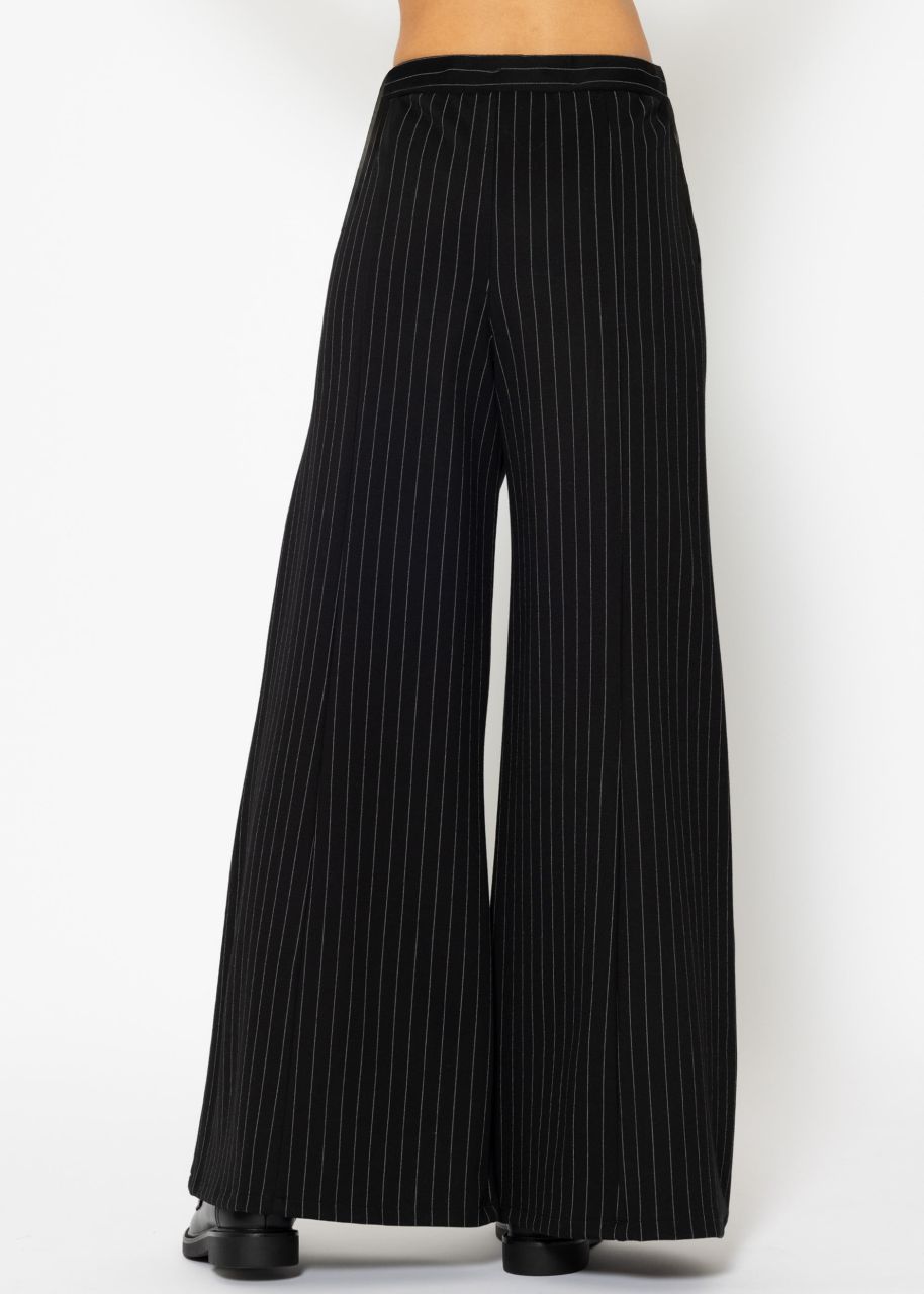 Wide trousers with pinstripes - black