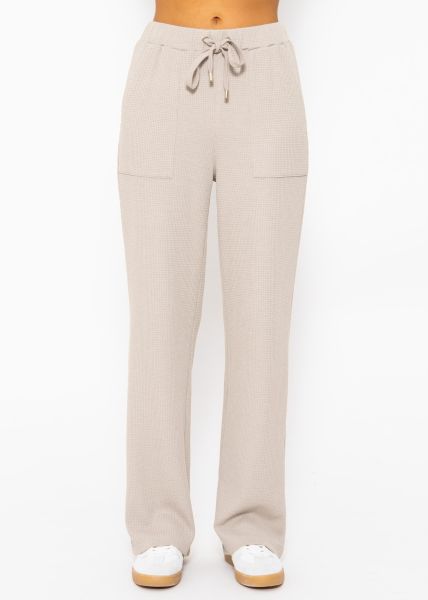 Casual trousers in waffle piqué - taupe