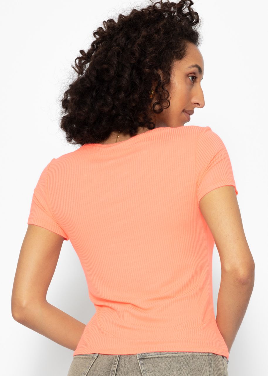 Ribbed T-shirt - peach