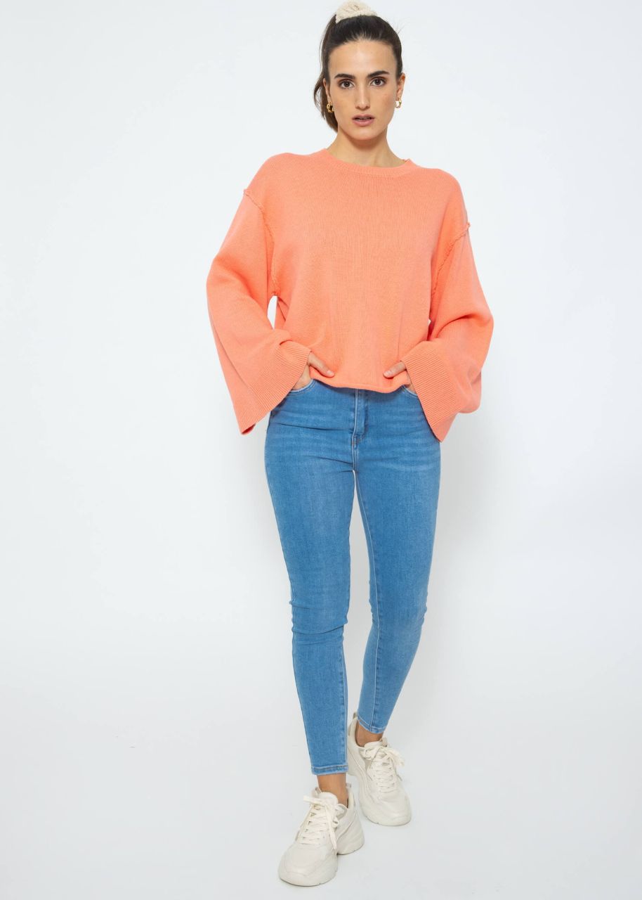 Sweater with wide sleeves - salmon