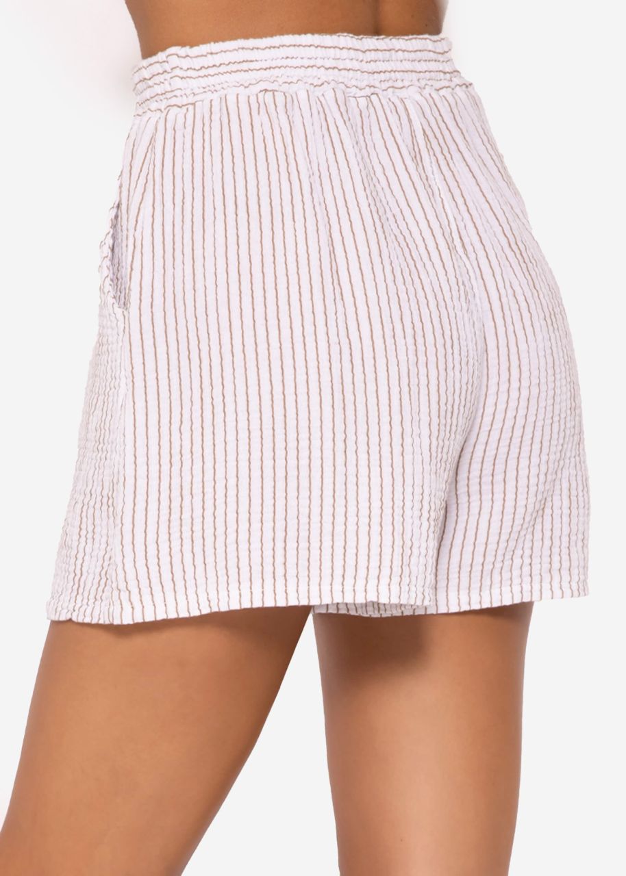 Striped muslin shorts, brown/offwhite
