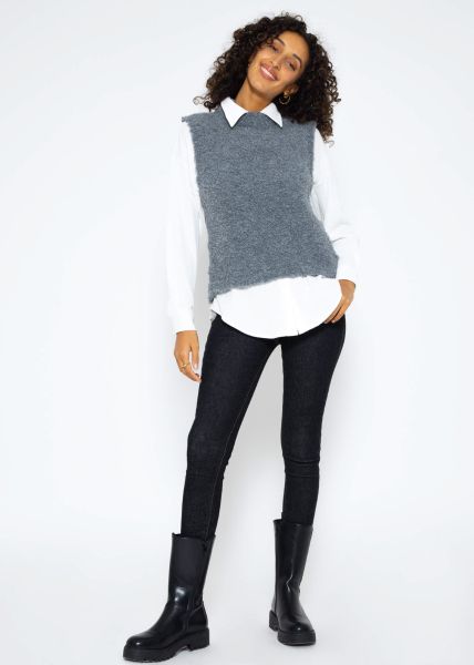 Casual knitted slipover - dark grey