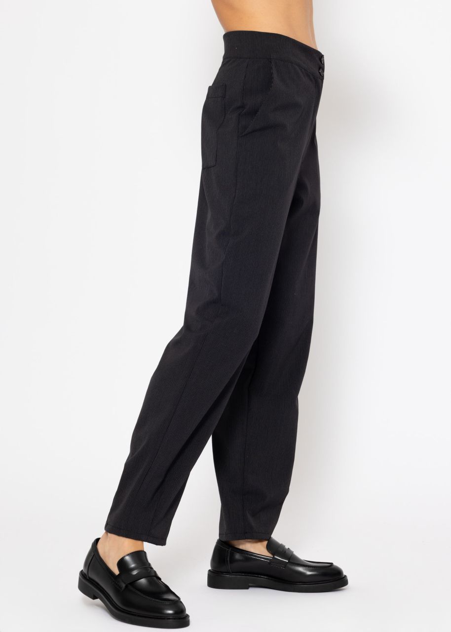 Trousers with fine pinstripes - black