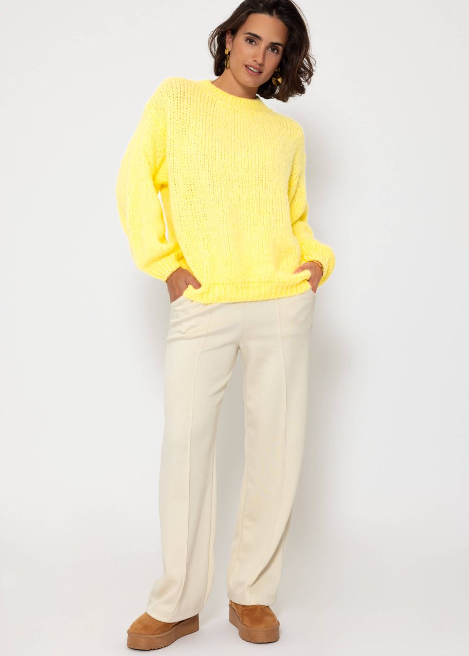 Oversized jumper with round neckline - vanilla yellow