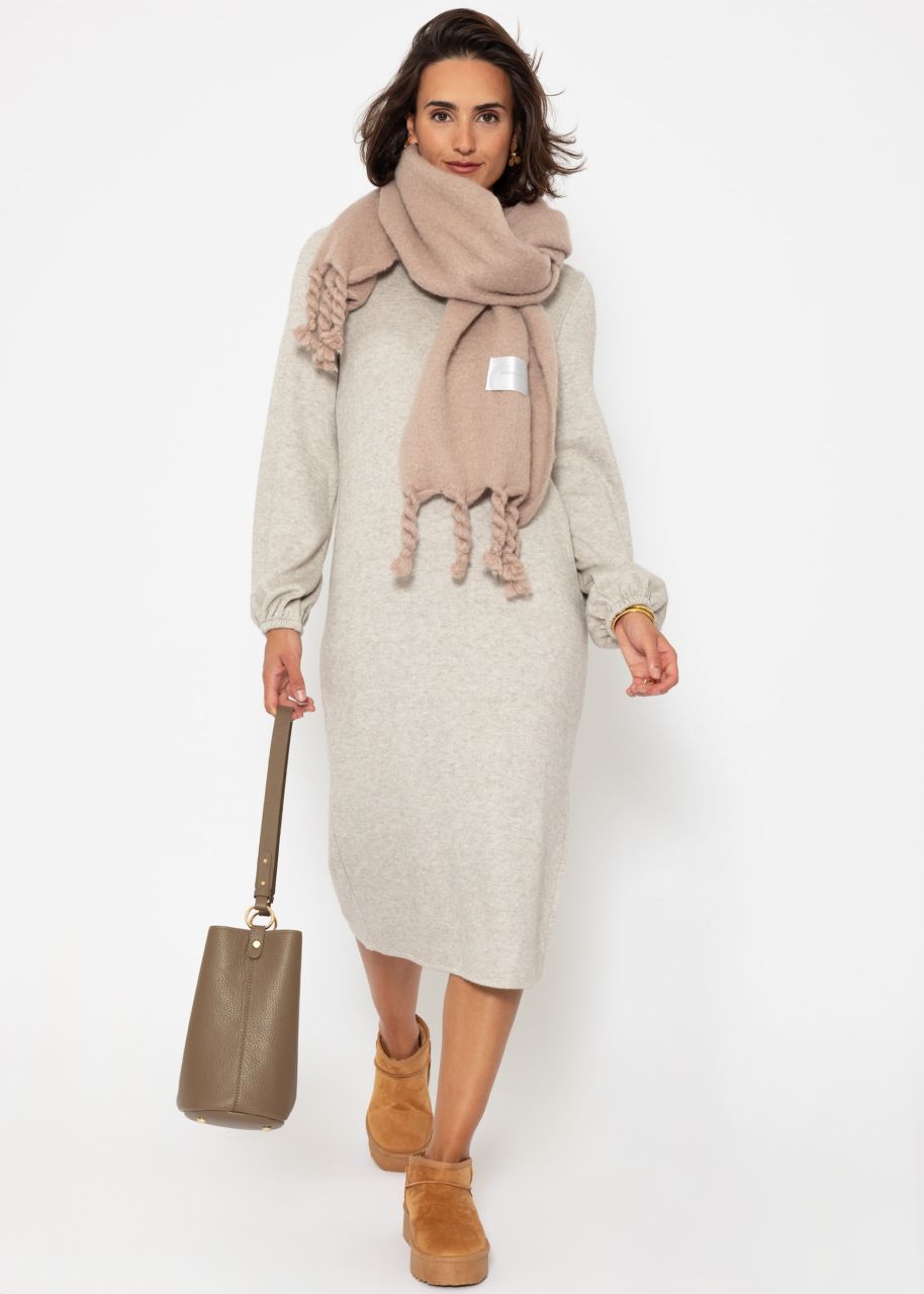 Super soft jersey dress in midi length - taupe