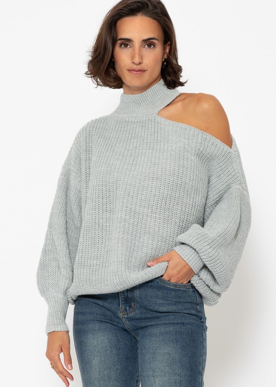 Oversize Cut-Out Sweater - grey