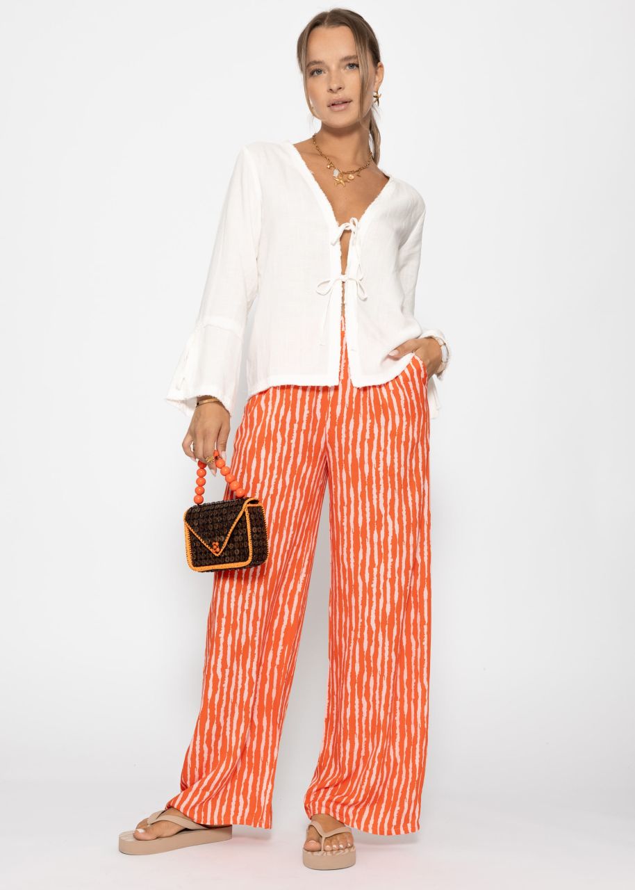 Striped viscose trousers - orange
