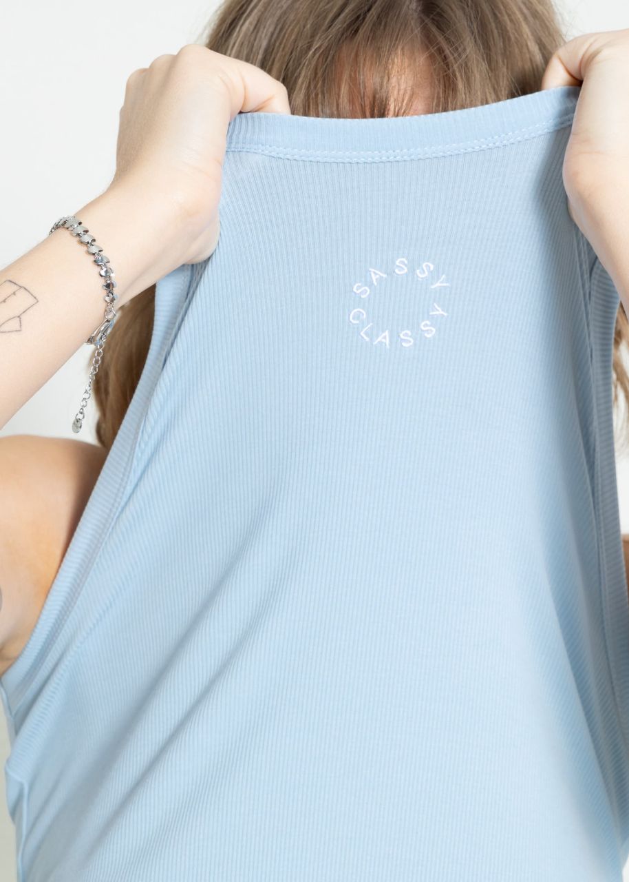 Tank top with embroidery - light blue