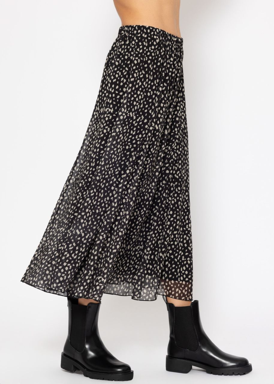 Long chiffon skirt with print - black