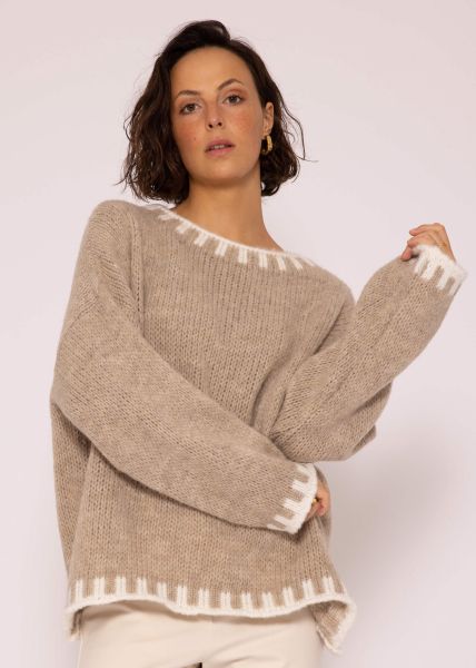 Jumper with offwhite details, beige