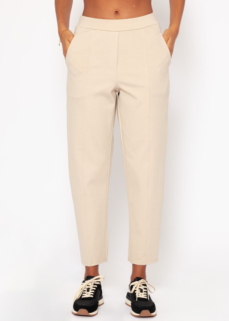 Jersey chinos with decorative stitching - beige