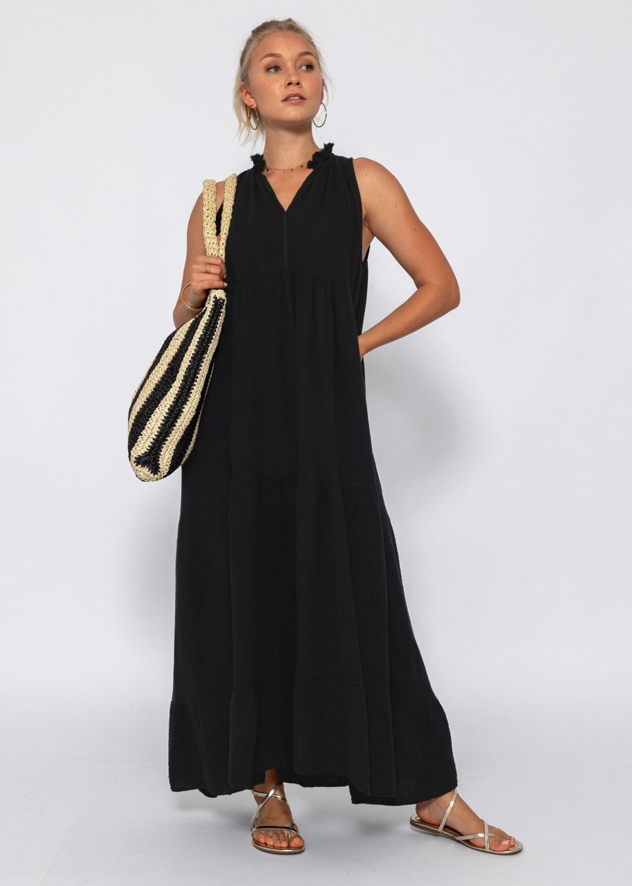 Long muslin dress - black