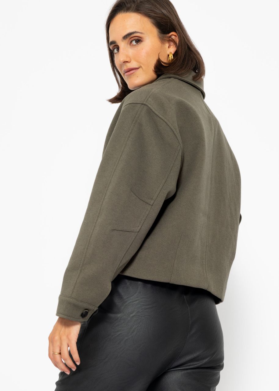 Short jacket with inner lining - khaki