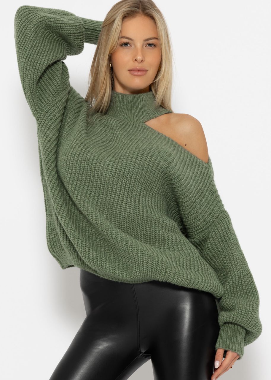 Oversize cut-out sweater - sage green