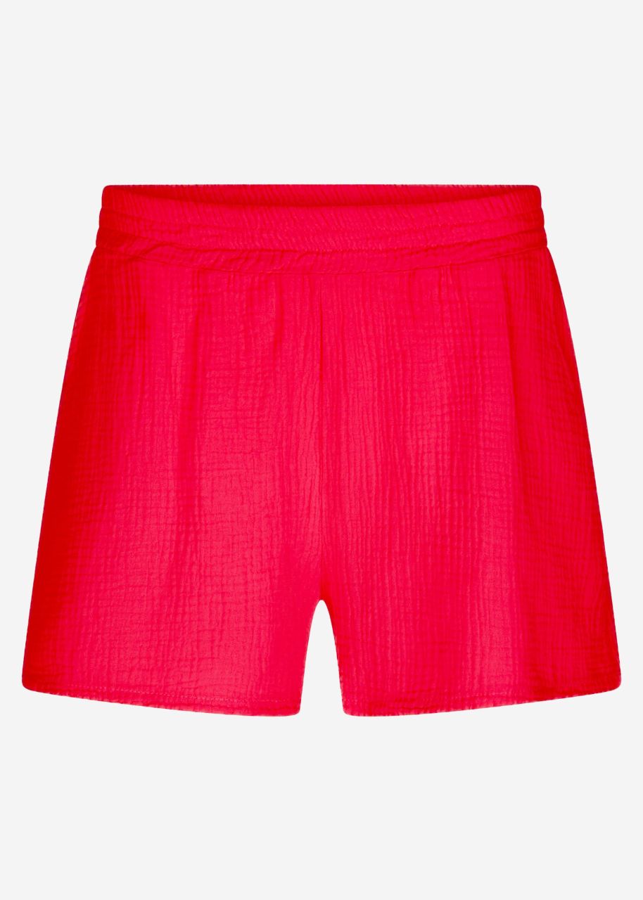 Muslin shorts, raspberry red