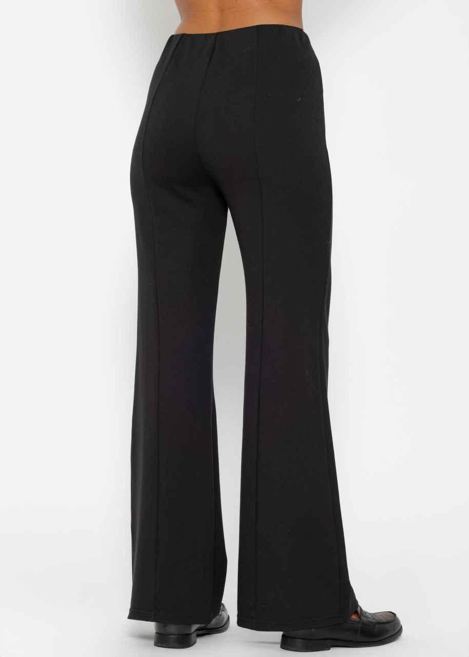 Highwaist pants with straight leg and decorative stitching - black