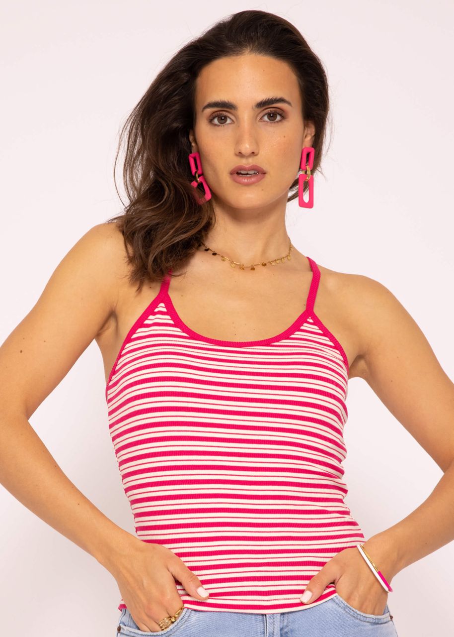 Striped strap top, pink