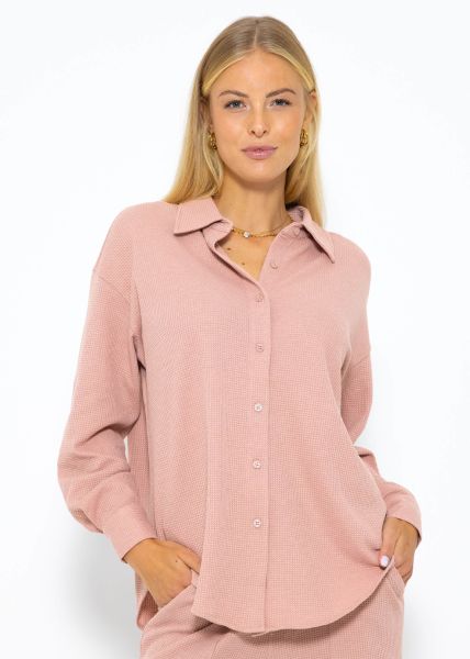 Oversize waffle piqué blouse - dusky pink