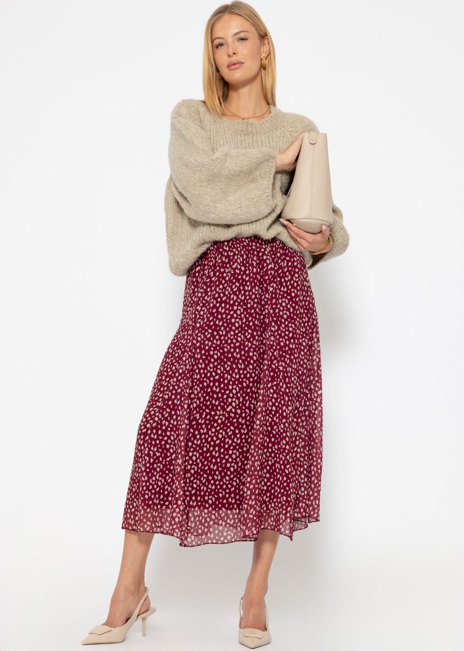 Long chiffon skirt with print - burgundy