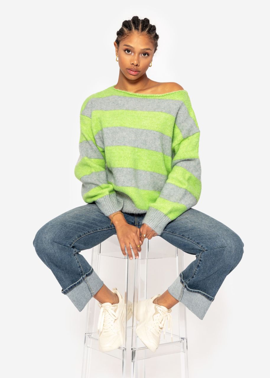 Sweater with block stripes - green