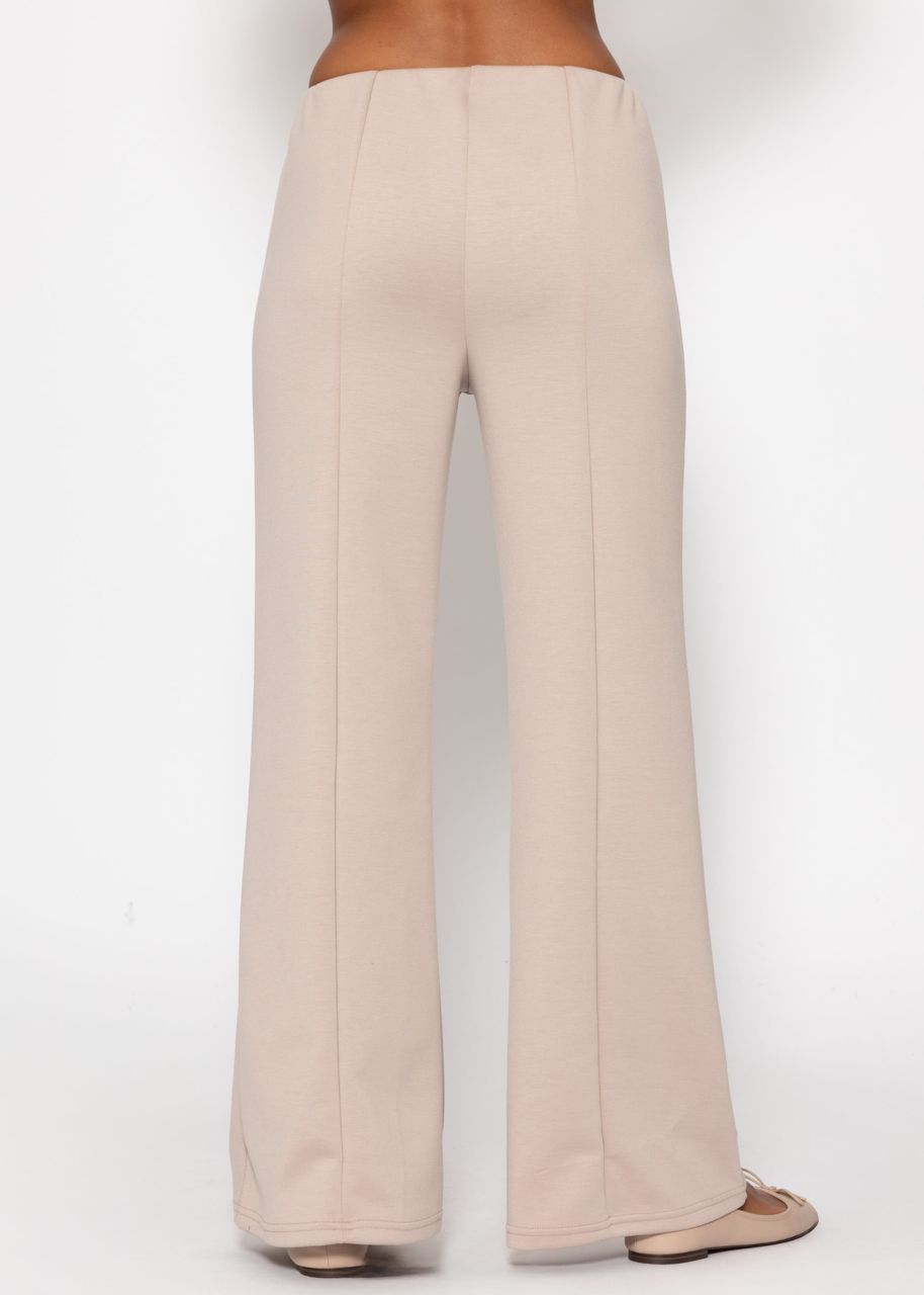 Highwaist trousers with straight leg and decorative stitching - beige