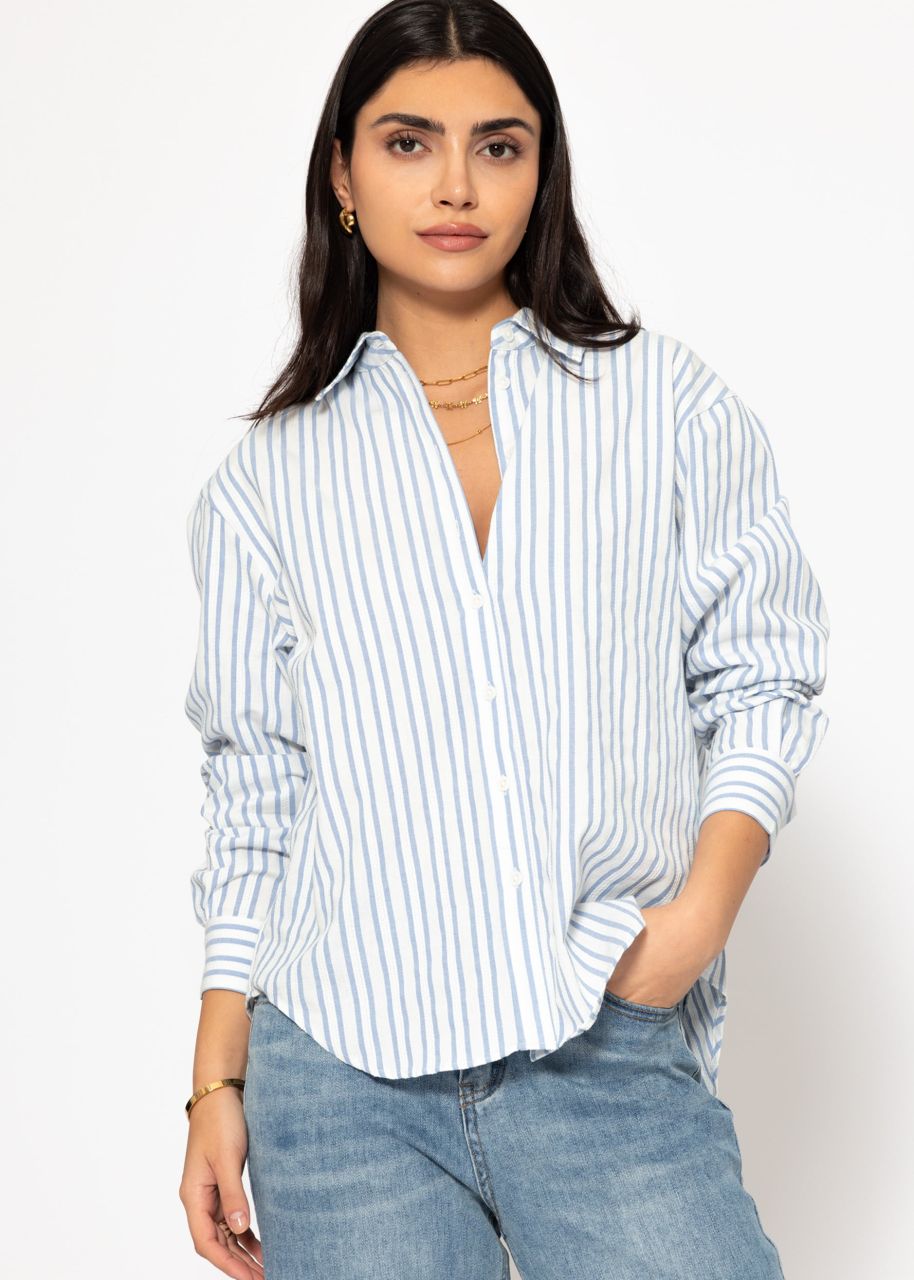 Striped shirt blouse - blue