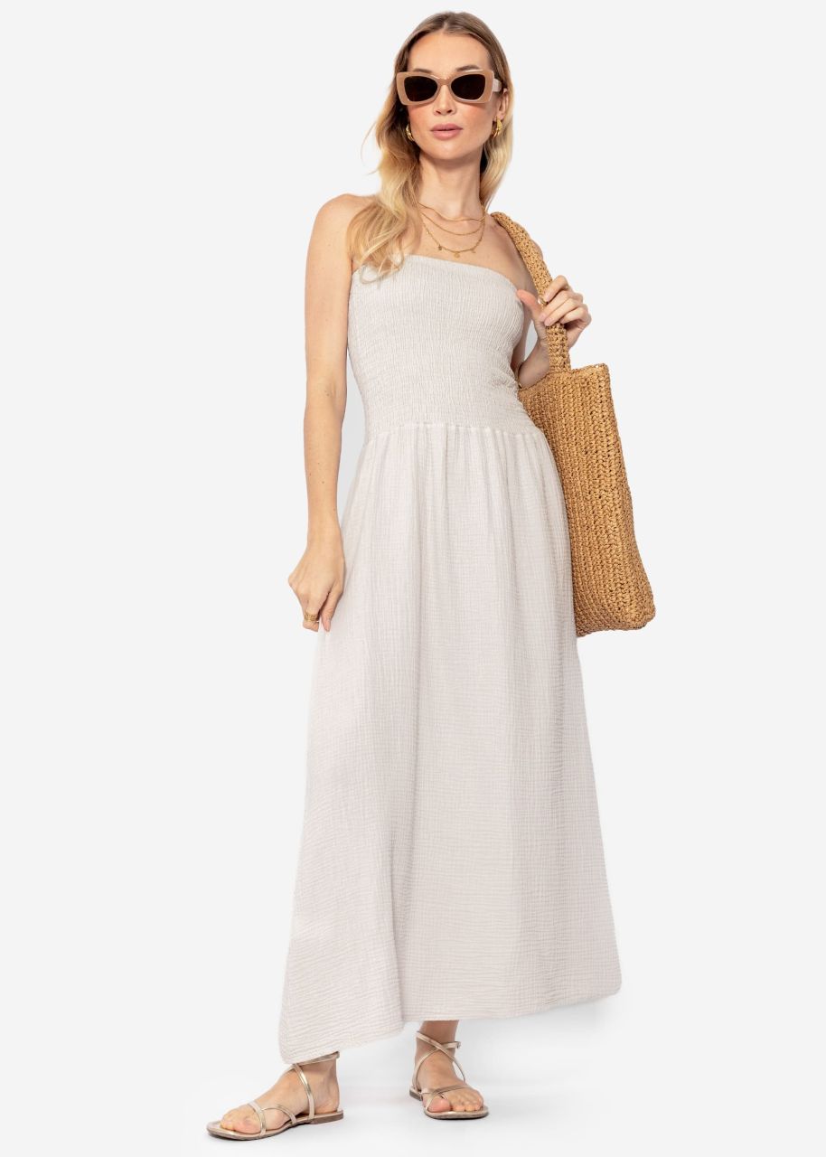 Off-the-shoulder muslin dress - light beige