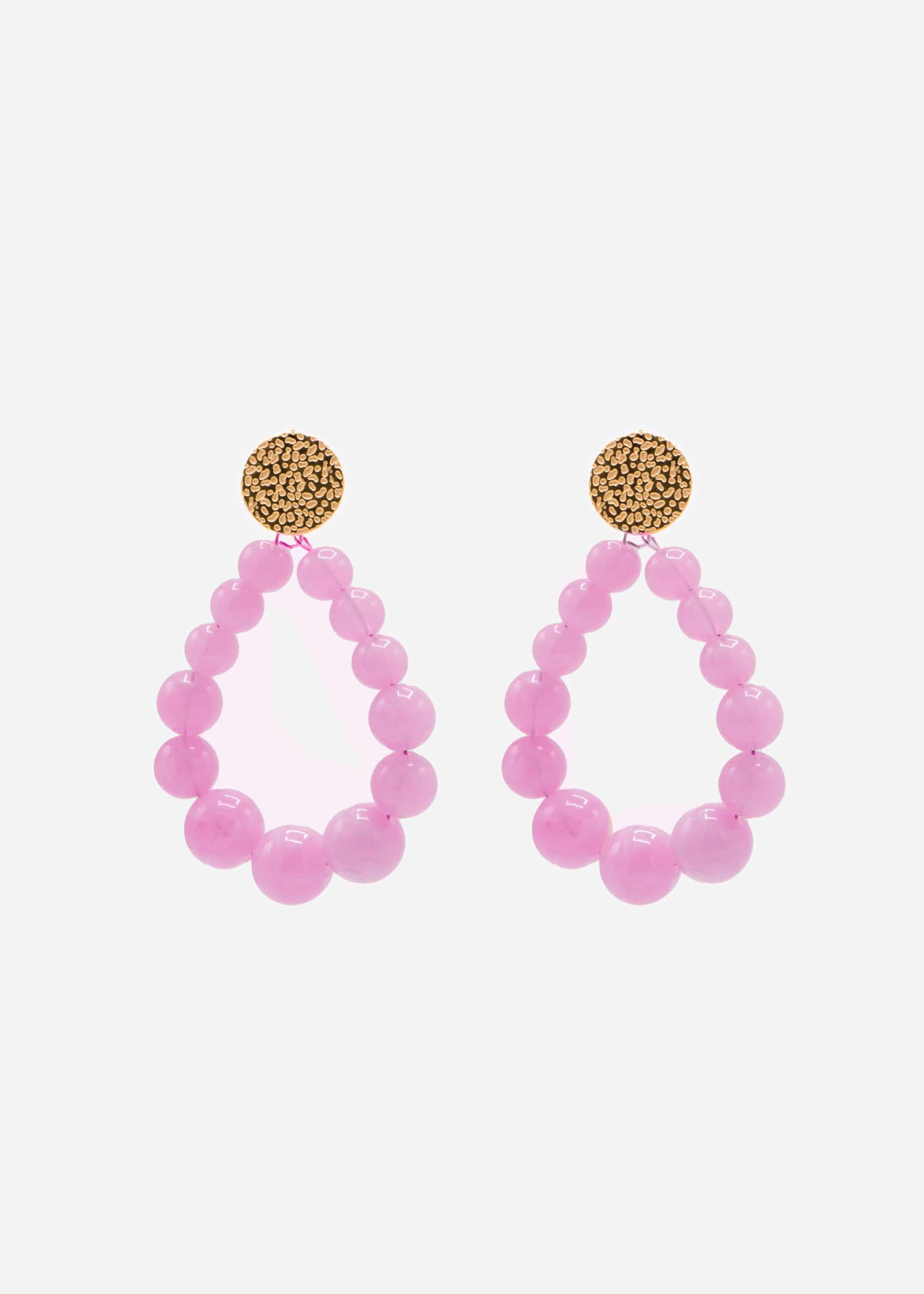 Gold stud earrings with pearls - lilac