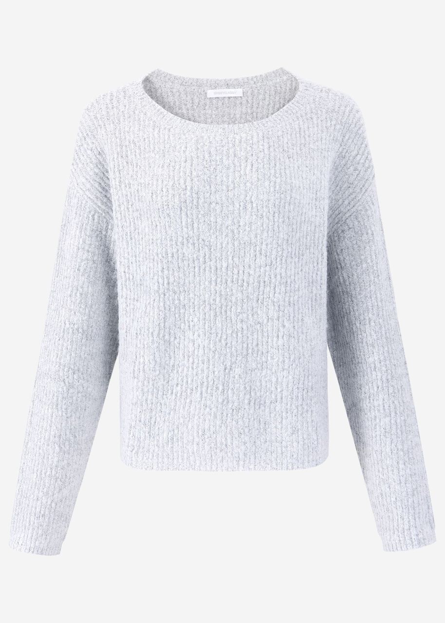 Ribbed jumper with round neckline - grey