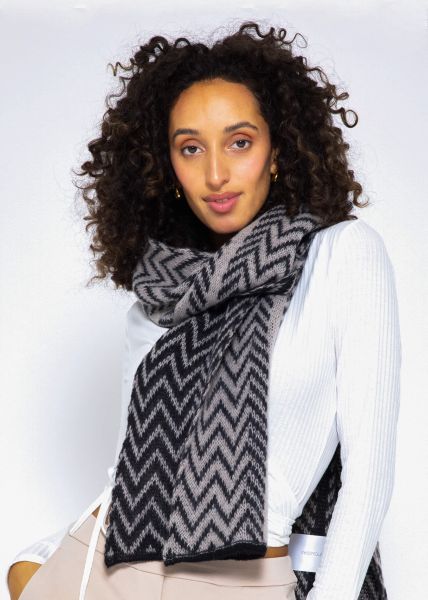Patterned knitted scarf - black-taupe